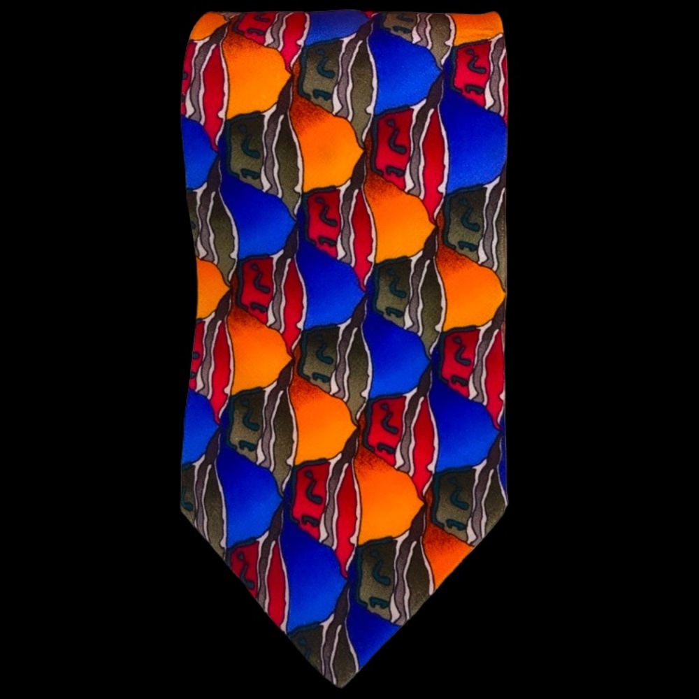 Jerry Garcia Abstract Art Colorful Men's 100% Silk Necktie Made In USA 57" 3.75"